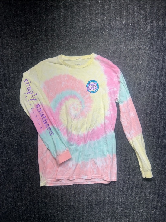 Simply Southern Tops - Simply Southern Pastel Tie-Dye Spiral Long Sleeve Tee - Pink, Yellow, Blue, Mint